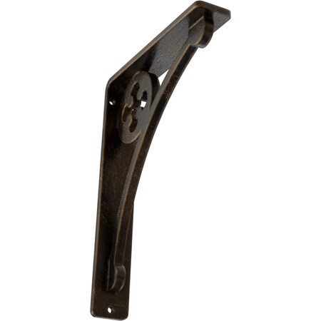 Ekena Millwork Crawley Wrought Iron Bracket, (Single center brace), Antiqued Brass 1 1/2"W x 5 1/2"D x 8"H BKTM01X05X08SCRABS
